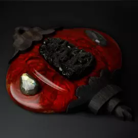 Mordovian jewelry Christmas tree toy "Lantern" golden Obsidian